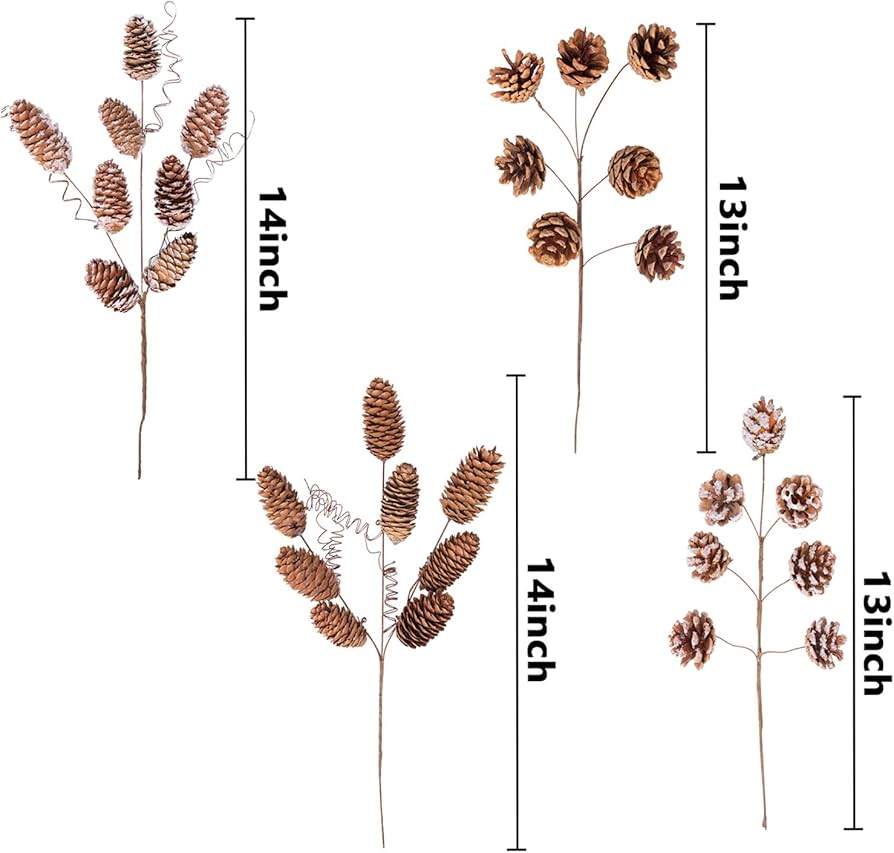 Amazon｜Deloky 天然松ぼっくりの枝飾り 8個 14インチ スプレー